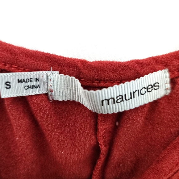 Cold shoulder ruffle red Orange blouse small-E - Picture 2 of 4